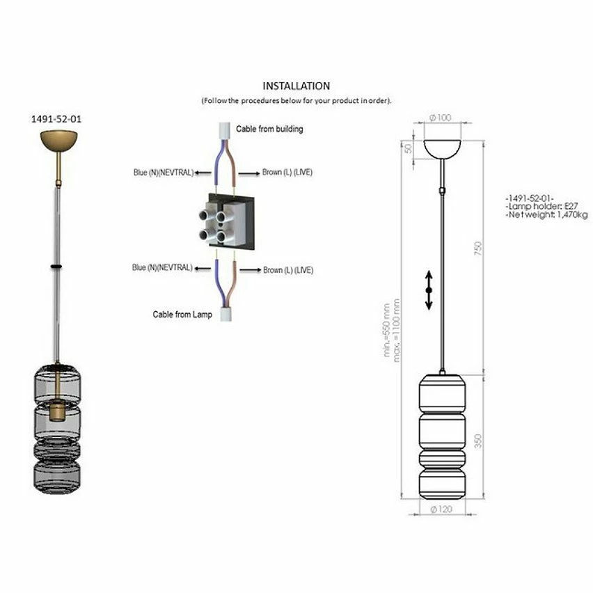 Offres 🥰 Homemania Lampe à Suspension Kanu - Or, Transparent - 12 x 12 x 110 cm 💯 5 Offres 🥰 Homemania Lampe à Suspension Kanu - Or, Transparent - 12 x 12 x 110 cm 💯 – Image 3
