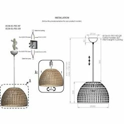 Remise 🔔 HOMEMANIA Lampe à Suspension Evan - Ecru, Noir - 35 x 35 x 83 cm 💯 -Atmosphera Soldes 8699508177325 3