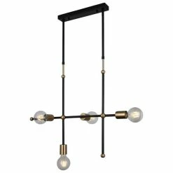 Promo 🤩 HOMEMANIA Lampe à Suspension Rena - Or, noir - 16 x 68 x 112 cm 🎉