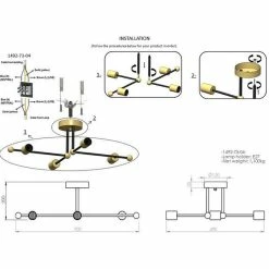 Meilleure vente 👏 HOMEMANIA Lampe de Plafond Rena - Or, noir - 49 x 70 x 20 cm 💯 -Atmosphera Soldes 8699508177981 3