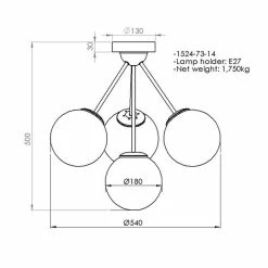Promo 😍 HOMEMANIA Lampe de Plafond Polino - Noir, or - 54 x 54 x 50 cm 😉 -Atmosphera Soldes 8699508179336 3