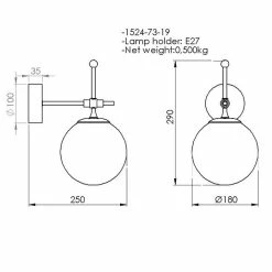 Meilleur prix ⭐ HOMEMANIA Lampe Murale Polino - Noir, or - 18 x 25 x 29 cm 🤩 -Atmosphera Soldes 8699508179343 3
