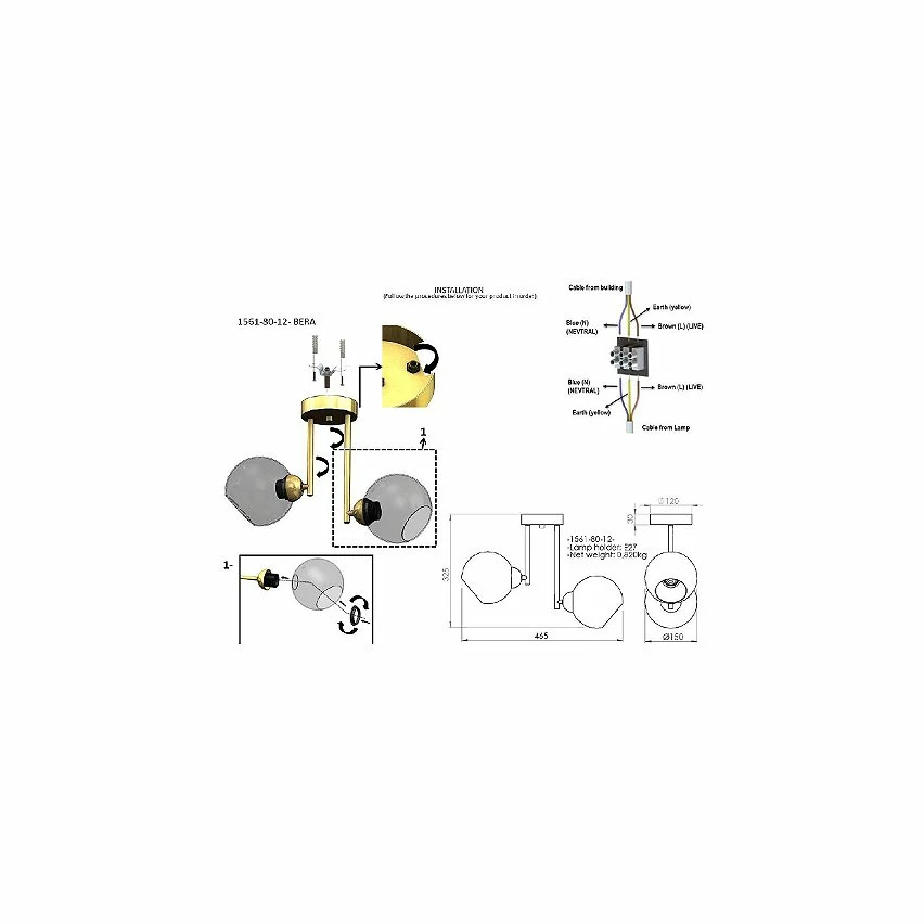 Top 10 🛒 HOMEMANIA Lampe de Plafond Bera - Or - 15 x 46 x 33 cm 😀 5 Top 10 🛒 HOMEMANIA Lampe de Plafond Bera - Or - 15 x 46 x 33 cm 😀 – Image 3