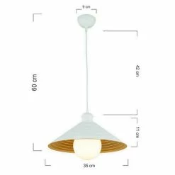 Bon marché 🎁 HOMEMANIA Lampe à Suspension Metal - Blanc, or - 35 x 35 x 60 cm ✔️ -Atmosphera Soldes 8699982625138 3