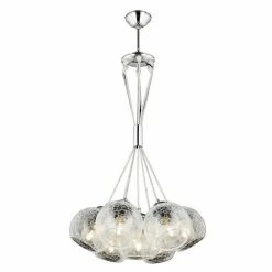 Promo 👍 HOMEMANIA Lampe à Suspension Modern - Chrome, Transparent - 50 x 50 x 90 cm 💯
