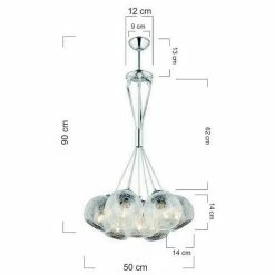Promo 👍 HOMEMANIA Lampe à Suspension Modern - Chrome, Transparent - 50 x 50 x 90 cm 💯 -Atmosphera Soldes 8699982626869 3