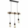 Bon marché 🌟 ATHM Design Suspension ZANE Noir - abat jour Metal Noir Bois ✔️