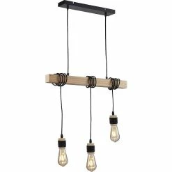 Bon marché 🌟 ATHM Design Suspension ZANE Noir - abat jour Metal Noir Bois ✔️