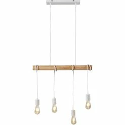 Bon marché 🌟 ATHM Design Suspension DETRA Blanc - Bois et Metal ❤️
