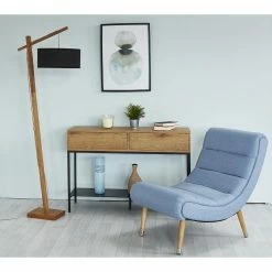 Promo ❤️ ATHM Design Lampadaire LENNY Noir - abat jour Tissu pieds Bois 🧨 -Atmosphera Soldes 8790266423300 2