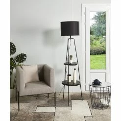 Meilleur prix 🔥 ATHM Design Lampadaire HAINES Noir - abat jour Tissu pieds Metal Noir ⭐ -Atmosphera Soldes 8790266424307 2