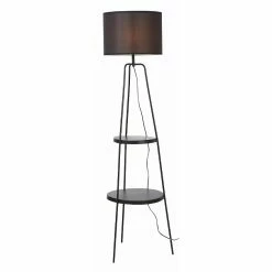 Meilleur prix 🔥 ATHM Design Lampadaire HAINES Noir - abat jour Tissu pieds Metal Noir ⭐ -Atmosphera Soldes 8790266424307 5