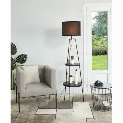 Meilleur prix 🔥 ATHM Design Lampadaire HAINES Noir - abat jour Tissu pieds Metal Noir ⭐ -Atmosphera Soldes 8790266424307 6