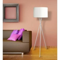 Budget 🤩 ATHM Design Lampadaire MIKADO Blanc - abat jour Tissu pieds Metal 🎉 -Atmosphera Soldes 8790266505037 5