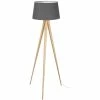 Nouveau 🎉 ATHM Design Lampadaire RENEE Gris - abat jour tissu pieds metal effet bois 🎁