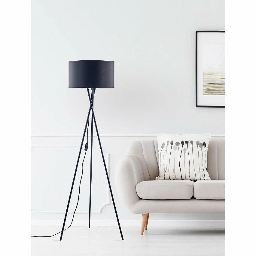 Meilleure vente 💯 ATHM Design Lampadaire APOLLA Noir - abat jour tissu pieds metal ❤️ 4 Meilleure vente 💯 ATHM Design Lampadaire APOLLA Noir - abat jour tissu pieds metal ❤️ – Image 2