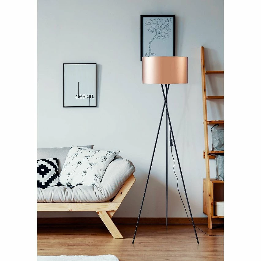De gros 🎁 ATHM Design Lampadaire MIKA Gris et Noir - abat jour PVC cuivre pieds Metal 😉 4 De gros 🎁 ATHM Design Lampadaire MIKA Gris et Noir - abat jour PVC cuivre pieds Metal 😉 – Image 2