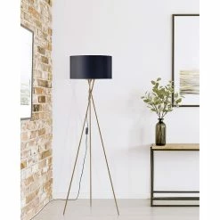 Sortie 🛒 ATHM Design Lampadaire MIKADO Noir - abat jour Tissu pieds Metal ⭐ -Atmosphera Soldes 8790266522775 3