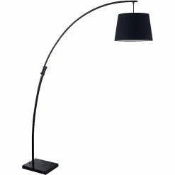 Vente flash ✨ ATHM Design Lampadaire PATRIZIA Noir - abat jour Tissu pieds Metal 🛒