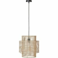 Sortie ⭐ ATHM Design Suspension LEORA Beige - abat jour Rotin 🧨