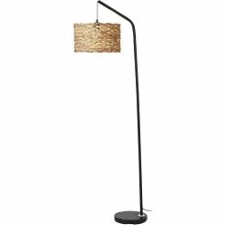 Meilleure affaire ✔️ ATHM Design Lampadaire ASGER Beige - abat jour Rotin pieds Metal Noir 🧨 -Atmosphera Soldes 8790268405175 4