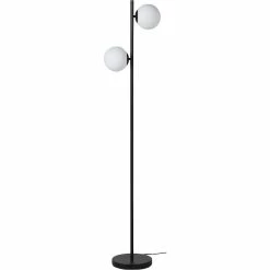 Tout neuf 🎁 ATHM Design Lampadaire RETRO Noir - abat jour verre pieds metal brossé ✔️