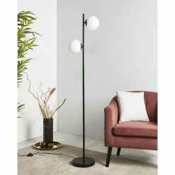 Tout neuf 🎁 ATHM Design Lampadaire RETRO Noir - abat jour verre pieds metal brossé ✔️ -Atmosphera Soldes 8790268406301 5